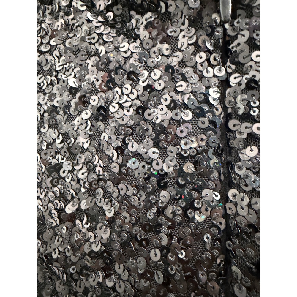 Dress The Population Ruby Jet Black Sequin Midi Dress Womens Medium DDR197-K864 - Picture 4 of 7